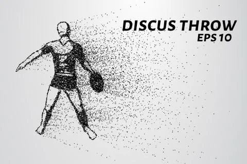 Throwing discus from the particles. The throwing of the discus of dots and ci Stock Illustration