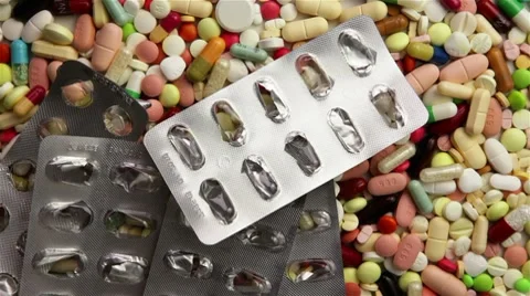 Throwing empty packages on pills Stock Footage 7130335