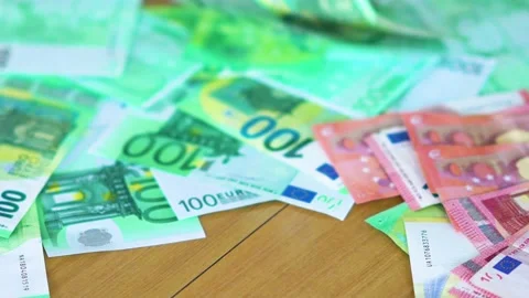 Throwing the Euros on the Ground Stock Footage 144609864
