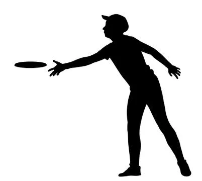 Throwing flying disk, boy play catch game toy silhouette Stock Illustration