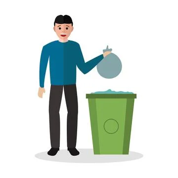 Throwing garbage illustrated on background Stock Illustration
