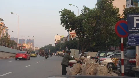 Throwing garbage on the road Stock Footage 91276018