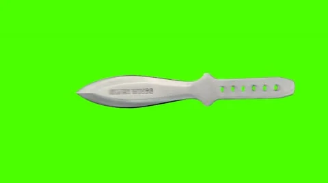 Throwing Knife in Different Position on a Green Screen Background Vidéo 12807047