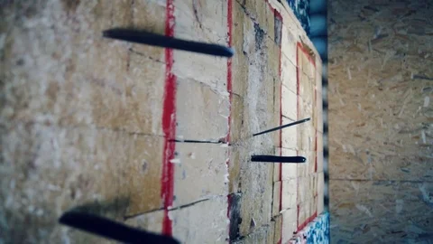 Throwing knives are hitting the target Stock-Footage 81713726