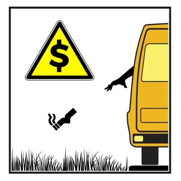 Throwing lit cigarettes from vehicles Stock Illustration