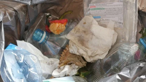 Throwing moldy bread in the trash can Stock Footage 115832827
