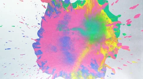 Throwing paint on white paper, Slow Motion Stock Footage 22227276
