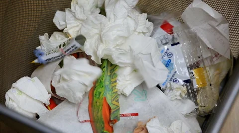 Throwing paper trashes into the waste basket Stock Footage 46032758