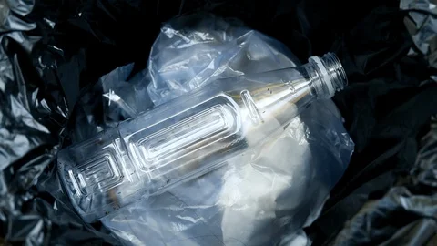 Throwing Plastic Bottles Into Trash Bin Stock Footage 119324926