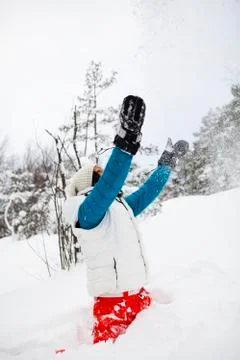 Throwing snow Foto stock