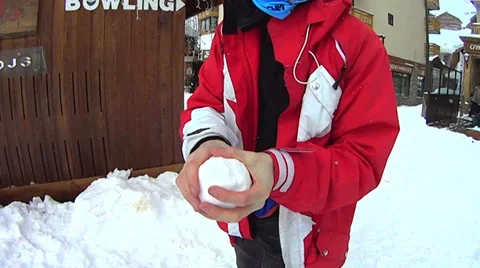 Throwing a snowball Stock Footage 35887701