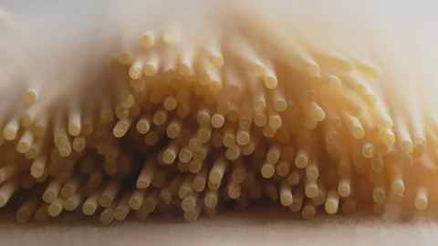 Throwing spaghetti noodle on wooden surface. Slow Motion. Stock Footage 95906604