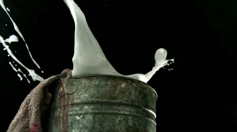 Throwing Sponge in bucket, Slow Motion Stock Footage 12460398