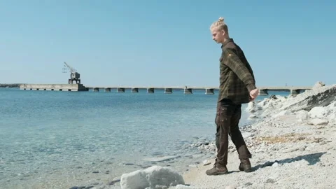 Throwing stones on water Stock Footage 295321723