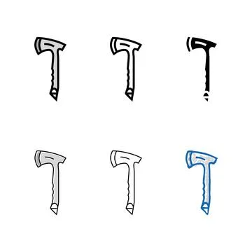 Throwing stylized axe tool color icon vector Stock Illustration