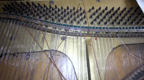 Thrown broken piano sound of strings Video stock 44465324