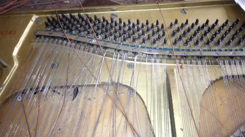 Thrown broken piano sound of strings Video stock 44466017