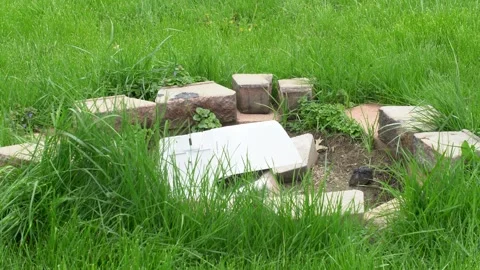 Thrown office printer copier shattered broken into pieces in circle of 動画素材 276340291