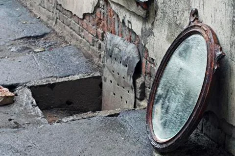 Thrown out old mirror Stock Photos