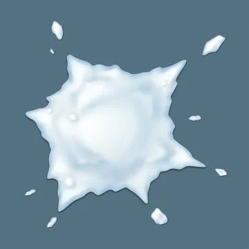 Thrown snowball splat realistic vector illustration on blue Stock Illustration