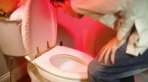 Throwup throwing up toilet Stock Footage 12333120