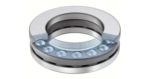 Thrust ball bearing with partial section view rotation Stock Footage 321460780