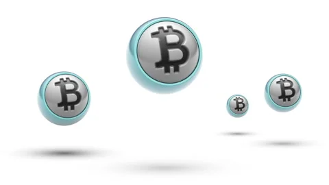 Thу bitcoin on the ball. Looping. Alpha channel. Stock Footage 87092117