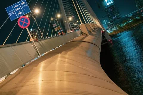Thu Thiem 2 Bridge close up at night Stock Photos