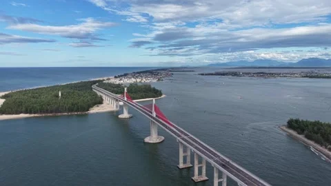 Thuan An Bridge and sea beyond aerial landscape 4K Stock Footage 339860859