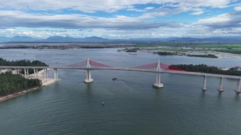 Thuan An Bridge seen from high altitude drone 4K Stock Footage 339861019