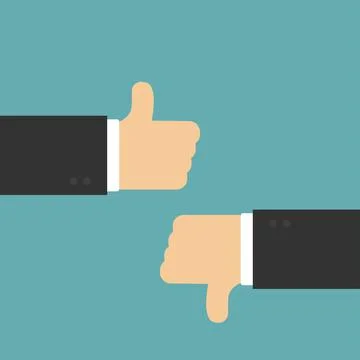 Thumb up and bad in flat design, vector illustration Stock Illustration