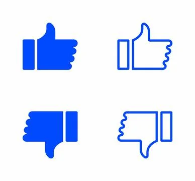 Thumb up like and dislike icon vector filled and outline shape set Stock Illustration