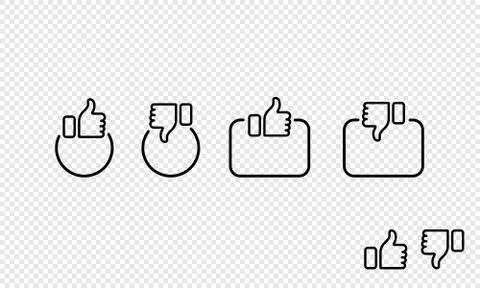 Thumb up and down. Like and unlike sign. Social media users concept. Vector o Stock Illustration