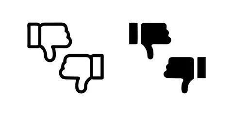 Thumb Up and Down Icon Collection, thumbs up and down in outline and glyph .. Stock Illustration
