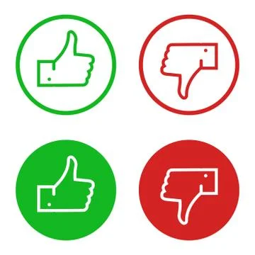 Thumb up and down red and green icons. Vector illustration. Stock-Illustration