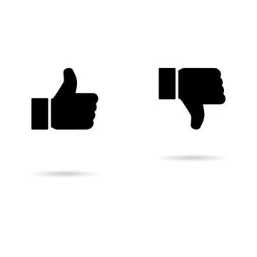 Thumb up and down with shadow icon, like finger vector illustration sign, bus Stock Illustration