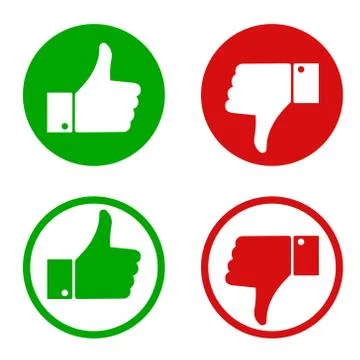Thumb up and down. Vector illustration. Flat design. Stock Illustration