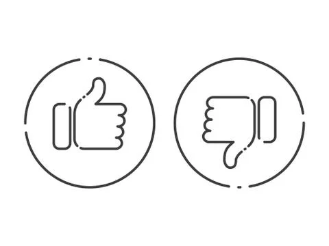 Thumb up and down vector line social media icons Illustrazione stock