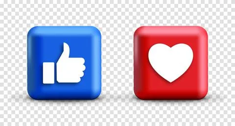 Thumb up and heart icon. Vector like and love icon. Like and love button. Vec Stock Illustration