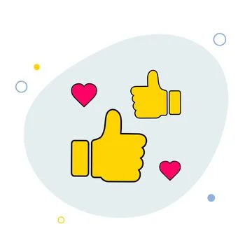 Thumb up and heart icon. Vector like and love icon. Ready like and love flat Stock Illustration