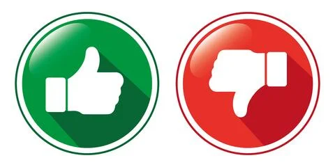 Thumb up and thumb down 3D buttons, vector illustration Stock Illustration