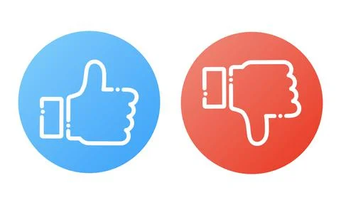 Thumb up and thumb down flat icon. Social media concept. Like and dislike Stock Illustration