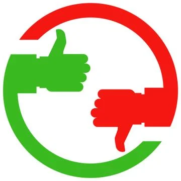 Thumb up and thumb down hands - vote or choice icon Stock Illustration