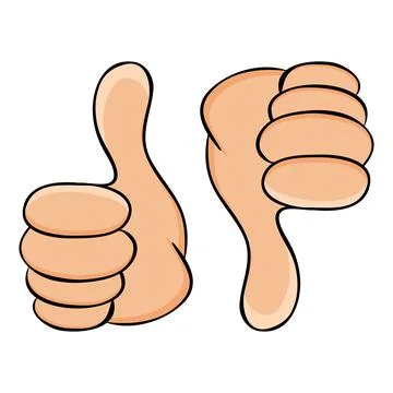 Thumb up and thumb down. light skin hand gesture. Stock Illustration