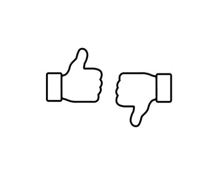Thumb up and thumb down sign. Yes and No or Positive and Negative Stock Illustration