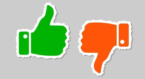 Thumb up and thumb down sticker Stock Illustration