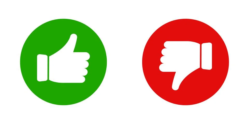 Thumb up and thumb down vector icon . Set of like and dislike icon .  Flat st Stock Illustration