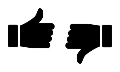 Thumb up and thumb down, vector. The thumbs up and thumbs down icons. Illustrazione stock