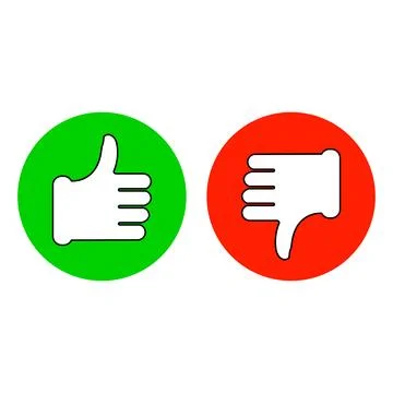 Thumb up and thumb down. Vector round flat icon. Illustration and drawing. Stock Illustration