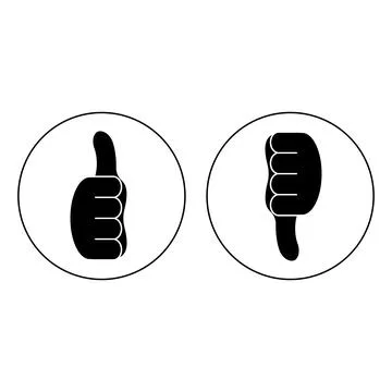 Thumb up and thumb down. Vector round icon. Front view.  Stock Illustration